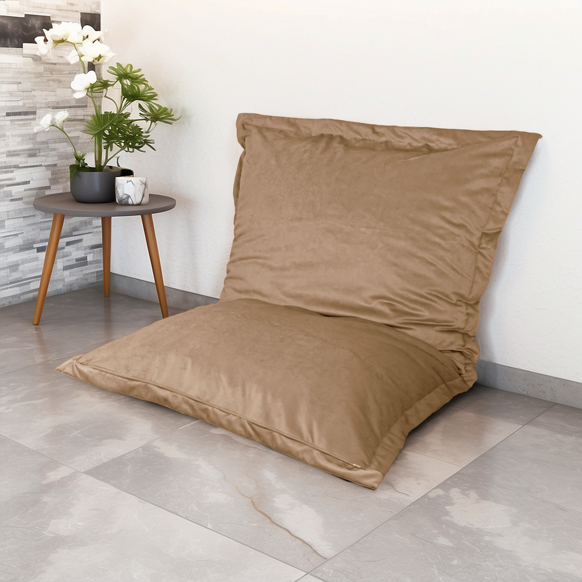Pouf Cuscino Gigante XL 150x100 Beige – Velluto e Schiuma (Lusso e Comfort)
