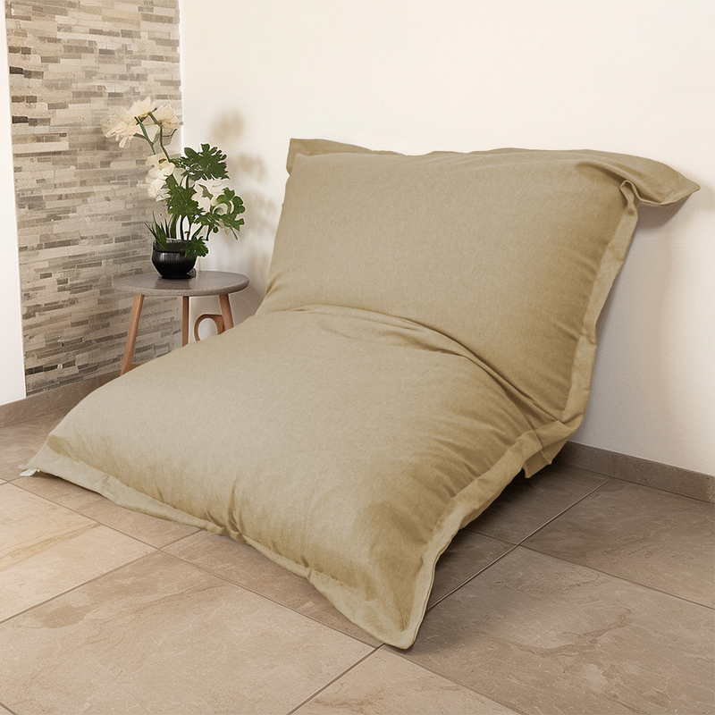 Pouf Gigante XXL 190x155 Beige - Effetto Lino e Schiuma (Divano da Pavimento Design)
