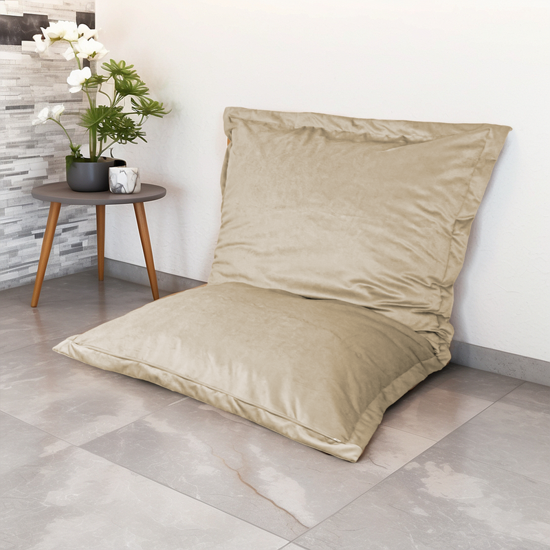 Pouf Cuscino Gigante XL 150x100 Crema - Velluto e Schiuma (Lusso e Comfort)