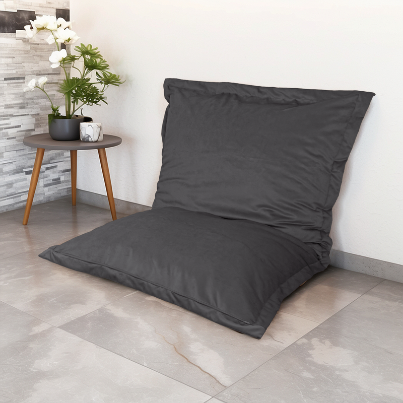 Pouf Cuscino Gigante XL 150x100 Grigio Scuro - Velluto e Schiuma (Lusso e Comfort)