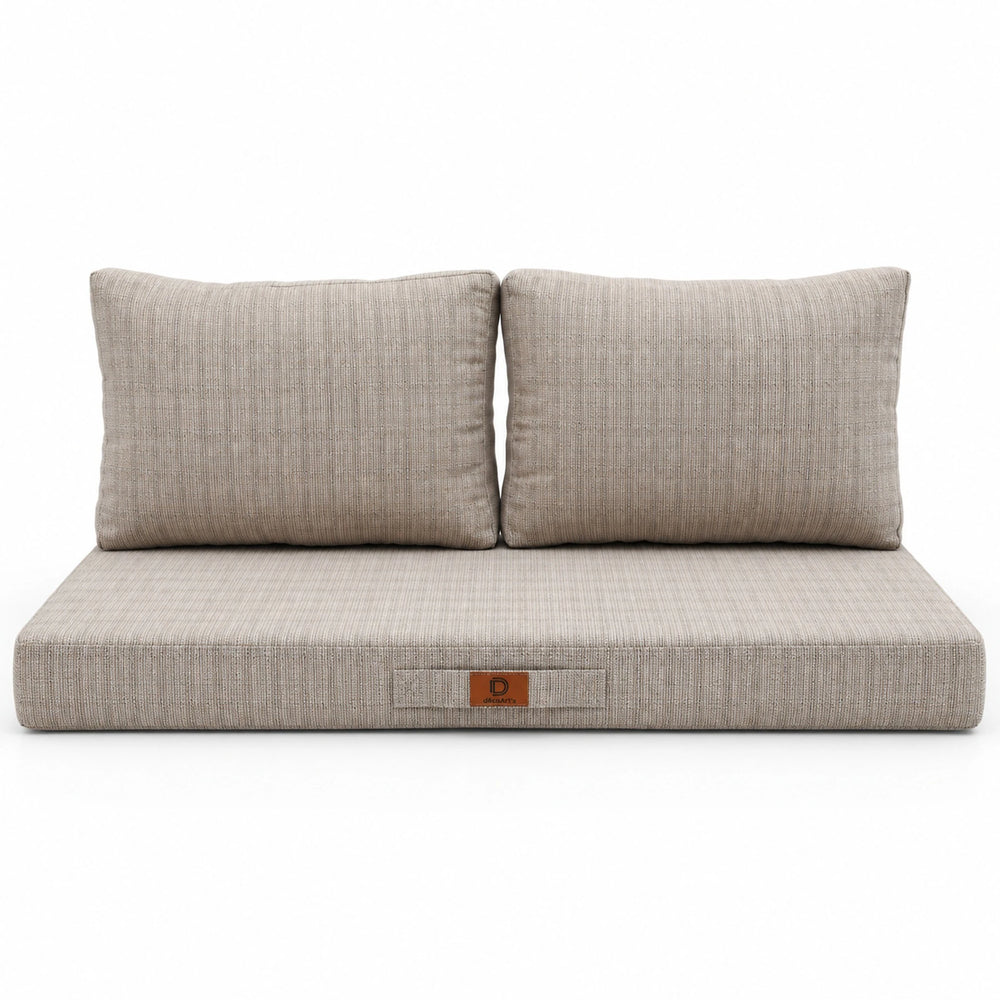Set Cuscini Salotto da Giardino 100x50 Beige Melange Nero – vista frontale