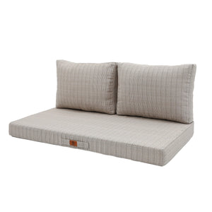 Set Cuscini Salotto da Giardino 100x50 Beige Melange Nero - 1 Seduta + 2 Schienali (Premium 270g)