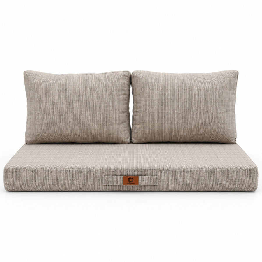Set Cuscini Salotto da Giardino 100x50 Beige Melange Nero - 1 Seduta + 2 Schienali (Premium 270g)