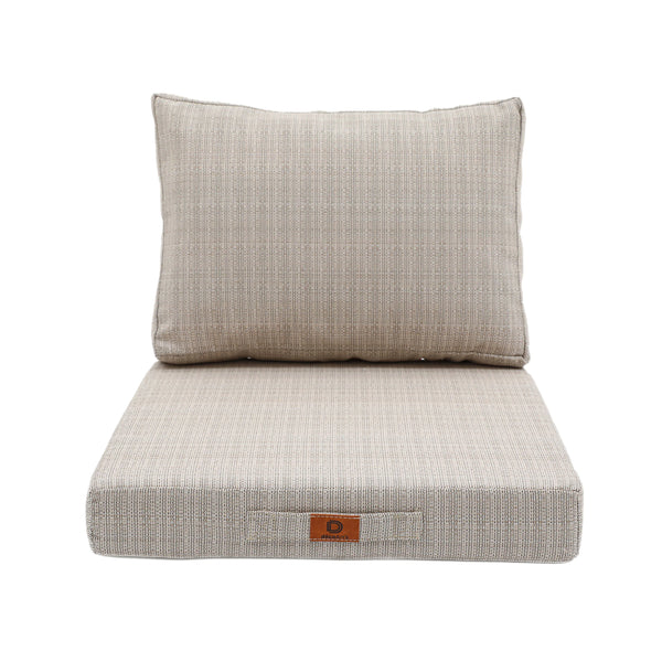 Détail tissu coussin beige chiné noir
