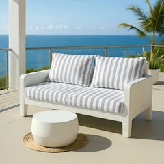 Coussins pour salon de jardin déhoussable 120x60cm - Rayure gris clair