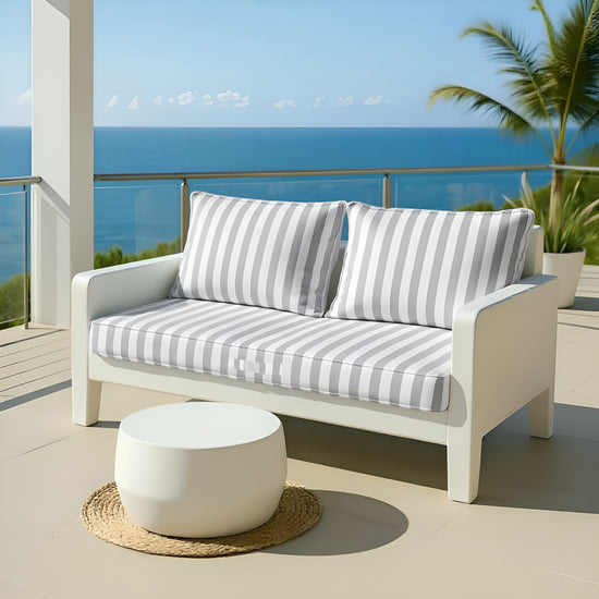 Coussins pour salon de jardin déhoussable 100x50cm - Rayure gris clair - Déco Arts