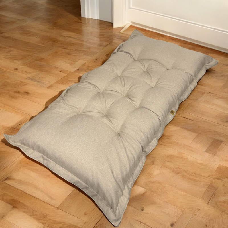 Futon da Pavimento XXL Effetto Lino 195x100 Beige - Spesso 15cm (Letto Supplementare & Détente)
