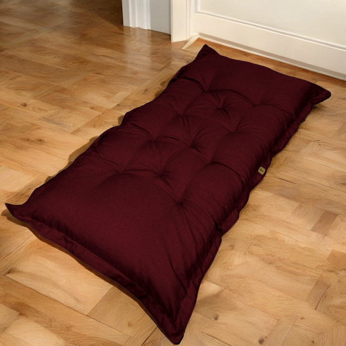 Futon da Pavimento XXL Effetto Lino 195x100 Prugna - Spesso 15cm (Letto Supplementare & Détente)