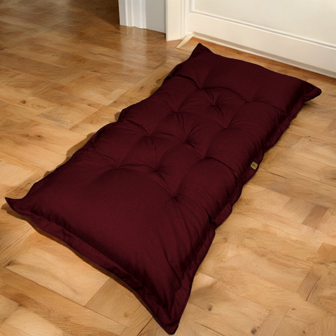 Futon XXL effetto lino materasso da terra 195x100cm - prugna