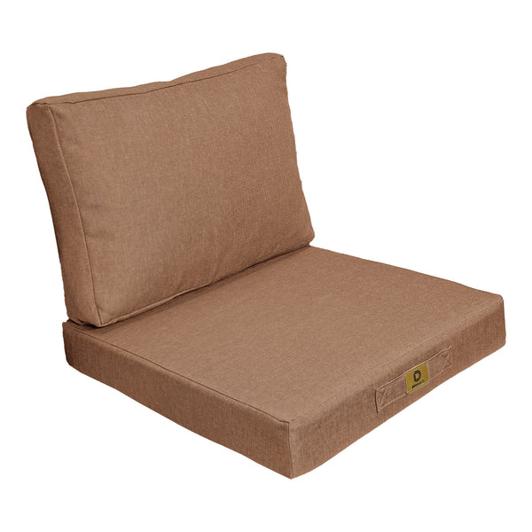 Ensemble de coussins pour fauteuils et canapés en effet lin terracotta, déhoussables, pour assise et dossier, 50x50 cm.