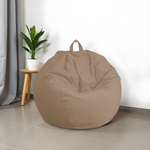 Pouf poire XL d'intérieur en tissu velours - 110x120 cm - Beige - Deco-arts.fr