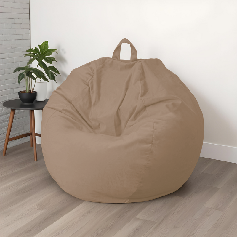 Pouf a Pera Gigante XXL 120x150 Beige - Velluto e Schiuma (Gran Lusso e Comfort)