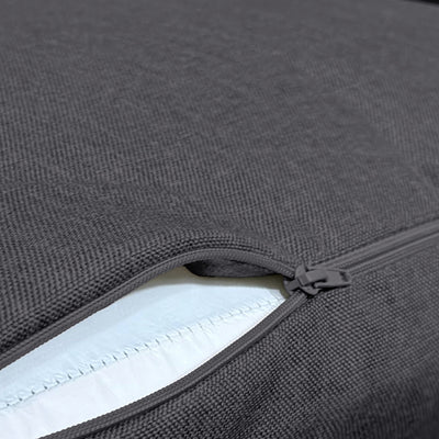 Ensemble de coussins pour fauteuils gris chiné en lin déhoussable, comprenant assise et dossier, parfait pour canapé ou fauteuils.