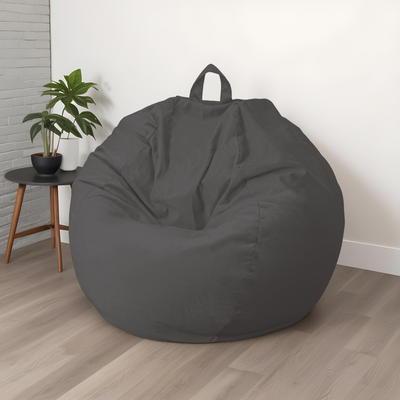 Pouf poire Géant XXL d'intérieur en tissu velours - 120x150 cm - Gris foncé - Deco-arts.fr