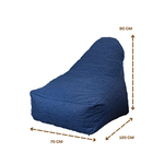 Pouf fauteuil XXL d'intérieur en tissu effet lin - 120x70x90 cm - Bleu indigo - Deco-arts.fr