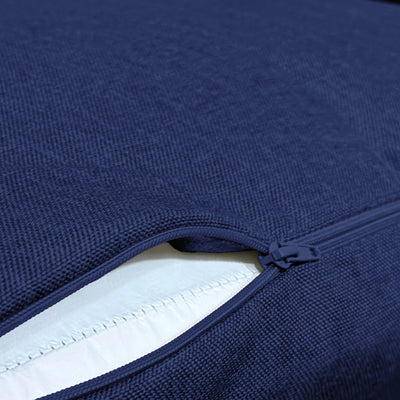 Ensemble de coussins pour fauteuils et canapés, bleu indigo, effet lin, déhoussables, pour assise et dossier.