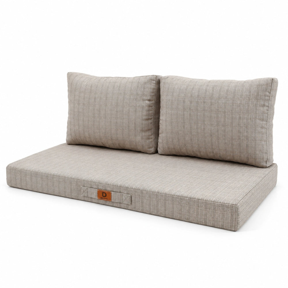 Set Cuscini Salotto da Giardino 120x60 Beige Melange Nero – vista di tre quarti