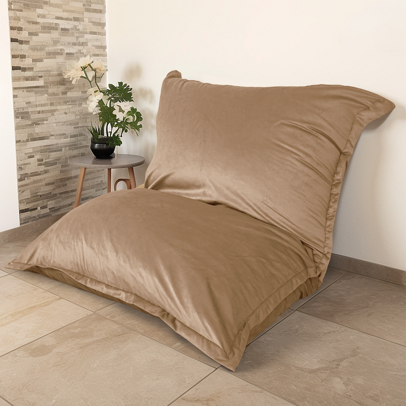 Pouf Gigante XXL 190x155 Beige - Velluto e Schiuma (Divano da Pavimento Prestige)