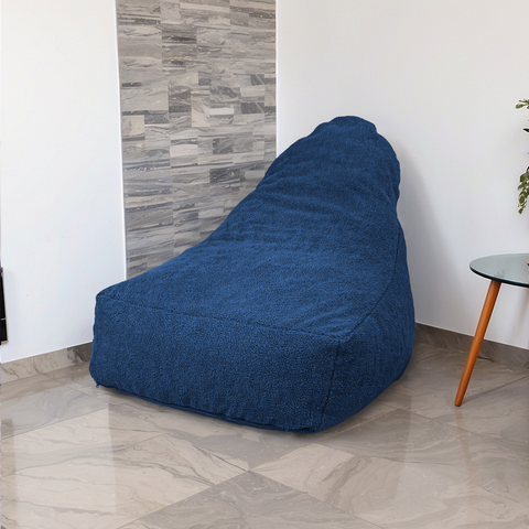 Pouf poltrona XXL da interno in tessuto sherpa - 120x70x90 cm - Blu petrolio