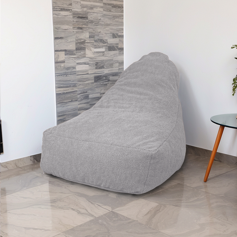 Poltrona Pouf XXL 120x90 Grigio Chiaro - Tessuto Sherpa e Schiuma (Cocon Douceur)