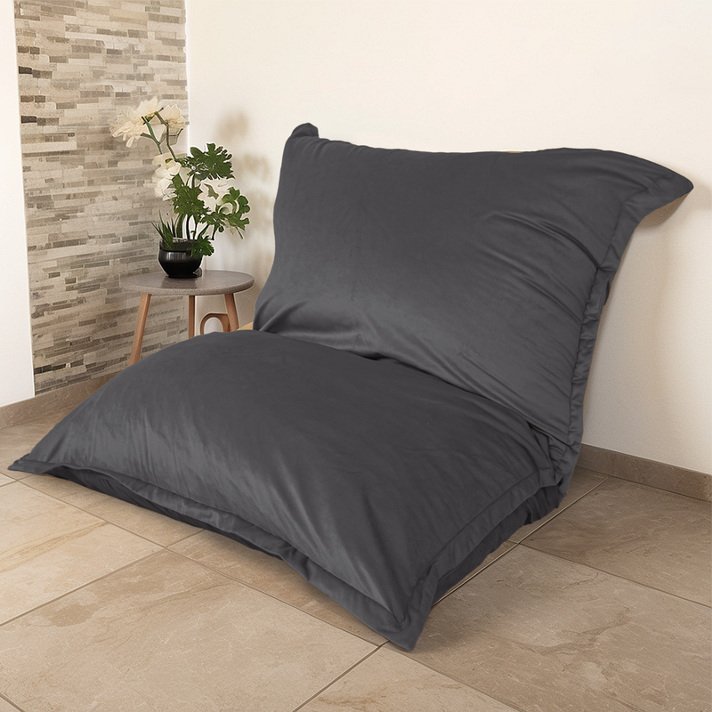Pouf Gigante XXL 190x155 Grigio Scuro - Velluto e Schiuma (Divano da Pavimento Prestige)