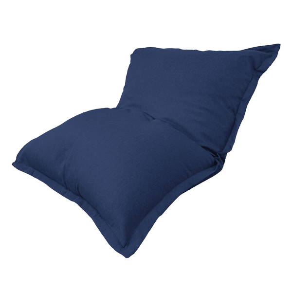 Pouf intérieur XXL Housse effet lin bleu indigo 190x155cm - Deco-arts.fr