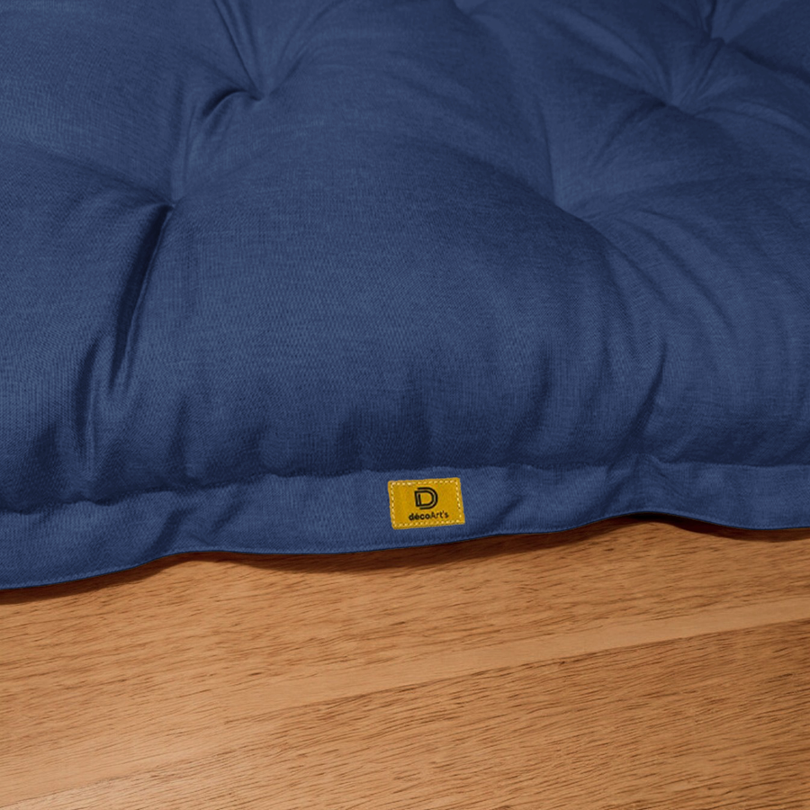 Futon da Pavimento XXL Effetto Lino 195x100 Blu Indaco, tessuto effetto lino