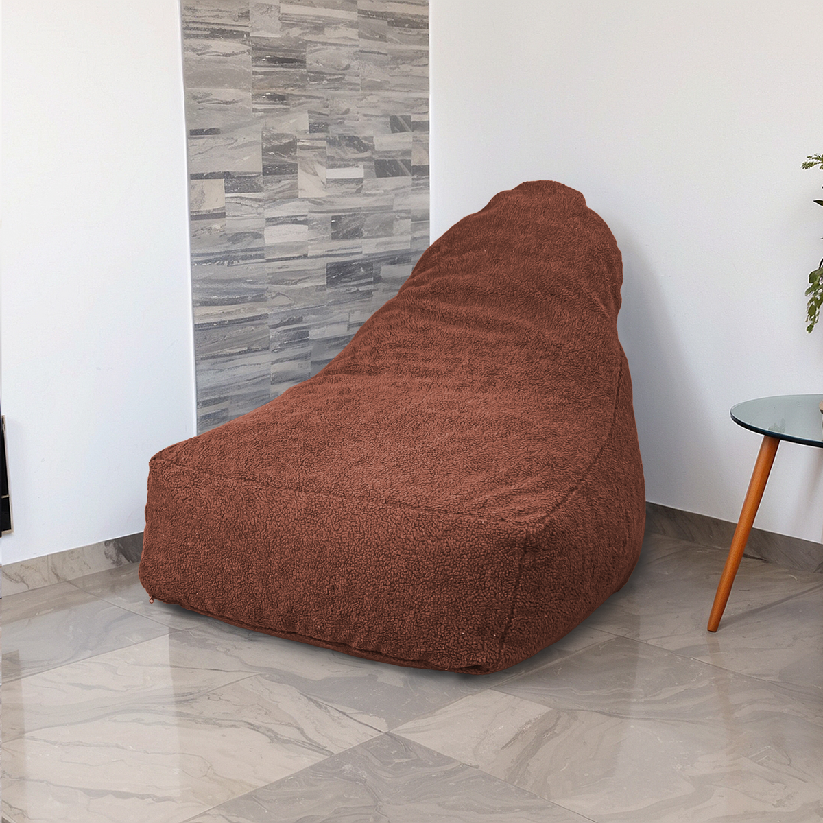 Poltrona Pouf XXL 120x90 Terracotta – Tessuto Sherpa e Schiuma (Cocon Douceur)