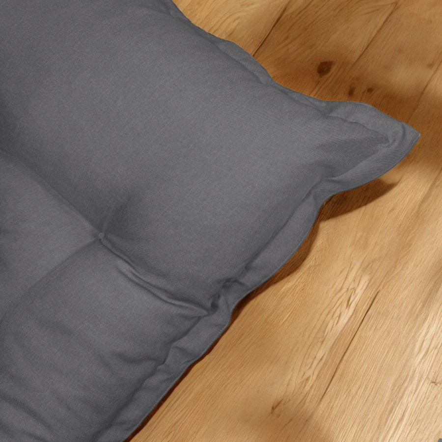 Futon da Pavimento XXL Effetto Lino 195x100 Grigio Chiné, imbottitura in fiocchi di schiuma