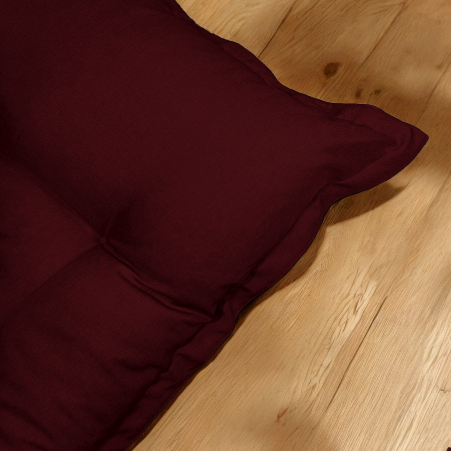 Futon da Pavimento XXL Effetto Lino 195x100 Prugna, imbottitura in fiocchi di schiuma