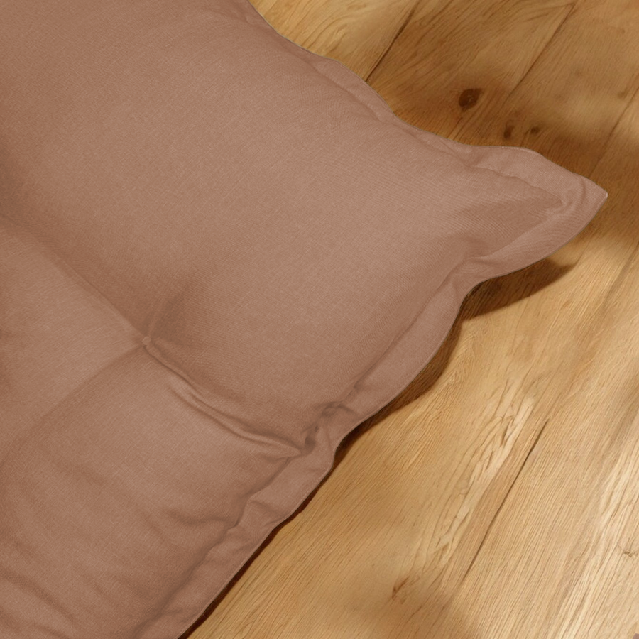Futon da Pavimento XXL Effetto Lino 195x100 Marron, imbottitura in fiocchi di schiuma