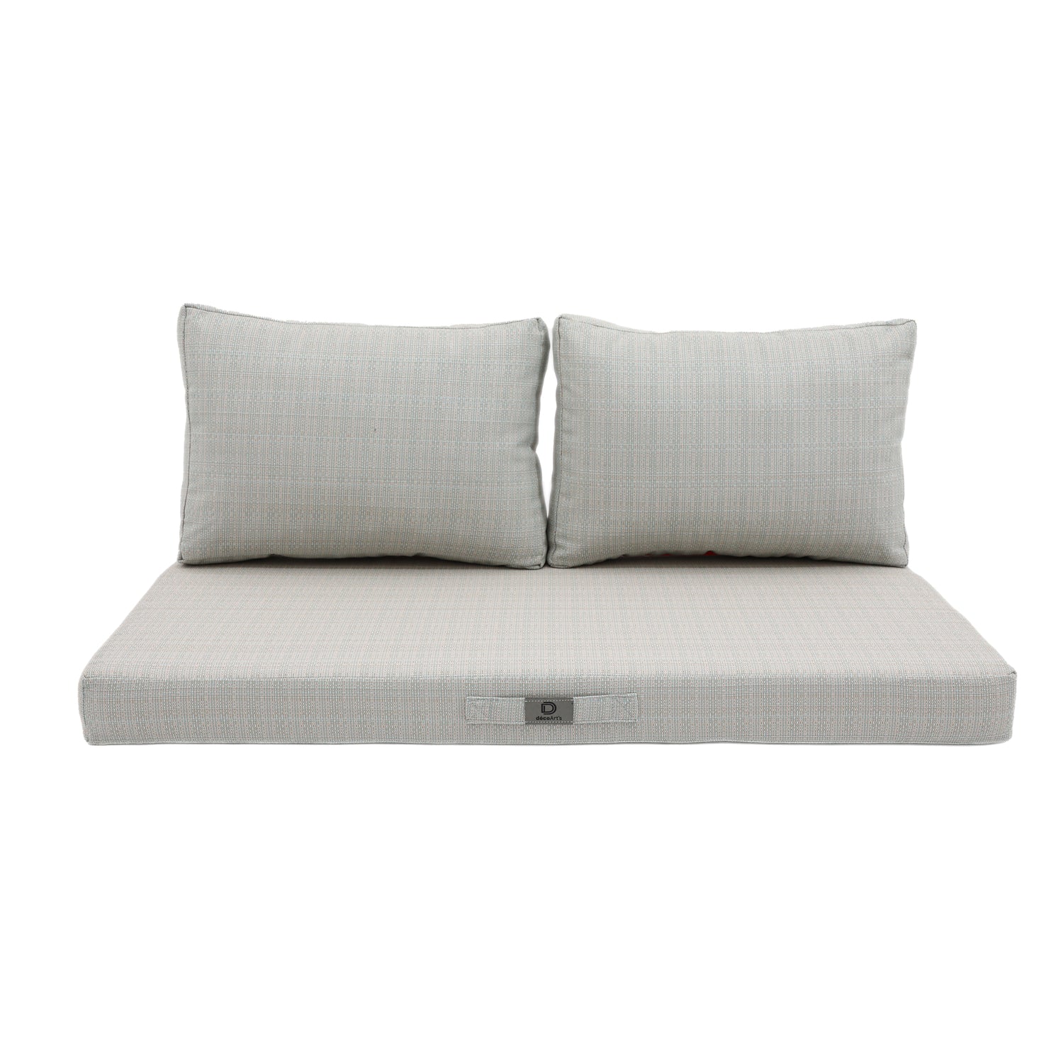 Coussins pour salon de jardin déhoussable 120x60cm Beige chiné turquoise - Deco-arts.fr