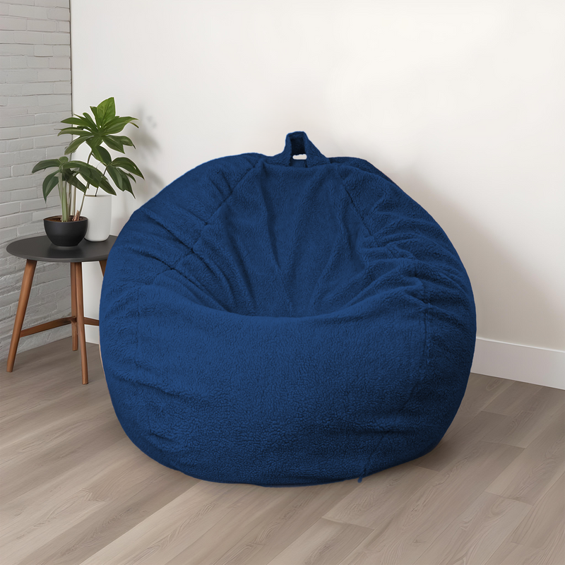 Pouf a Pera Gigante XXL 120x150 Blu Petrolio - Tessuto Sherpa e Schiuma (Cocon Ultime)