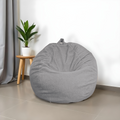 Pouf poire XL d'intérieur en tissu sherpa - 110x120 cm - Grigio clair