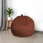 Pouf poire XL d'intérieur en tissu sherpa - 110x120 cm - Terracotta - Deco-arts.fr