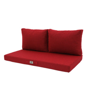 Set Cuscini Salotto da Giardino 120x60 Rosso Bordeaux - 1 Seduta + 2 Schienali (Premium 270g)