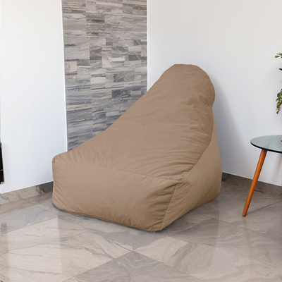 Pouf fauteuil XXL d'intérieur en tissu velours - 120x70x90 cm - Beige - Deco-arts.fr