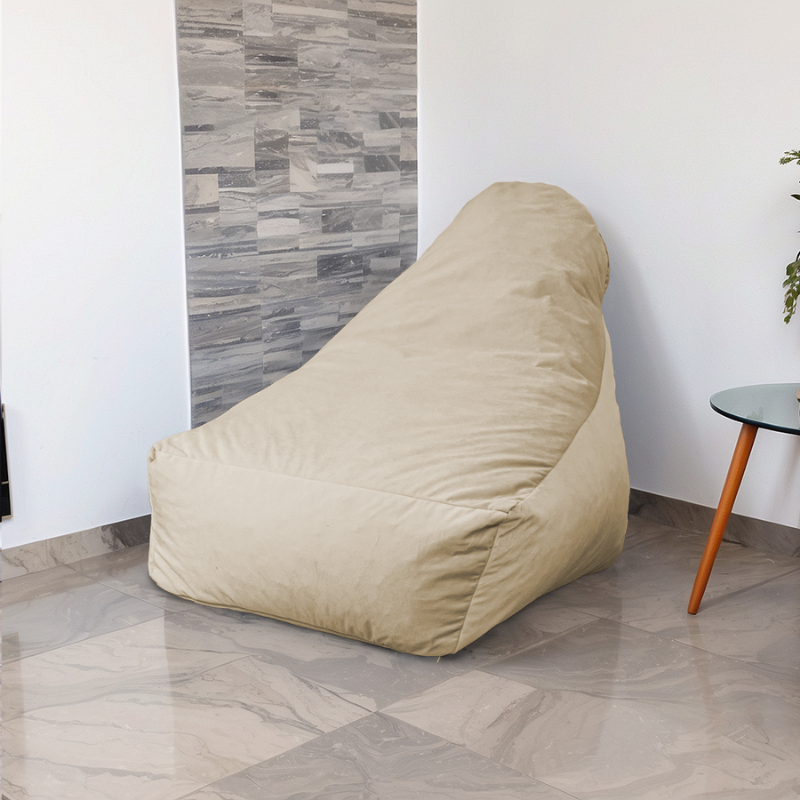 Pouf fauteuil XXL d'intérieur en tissu velours - 120x70x90 cm - Crême - Deco-arts.fr