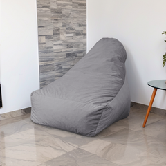 Pouf poltrona XXL da interno in tessuto velluto - 120x70x90 cm - Grigio chiaro