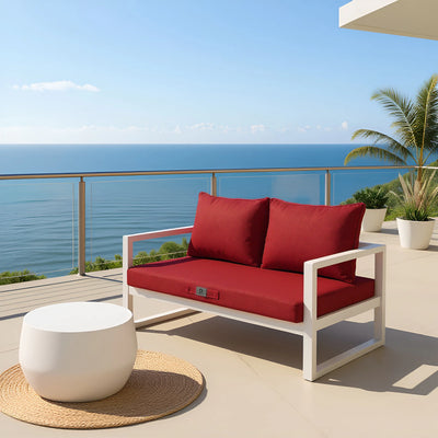 Ensemble Coussins Salon Jardin 120x60 Rouge Bordeaux - vue principale