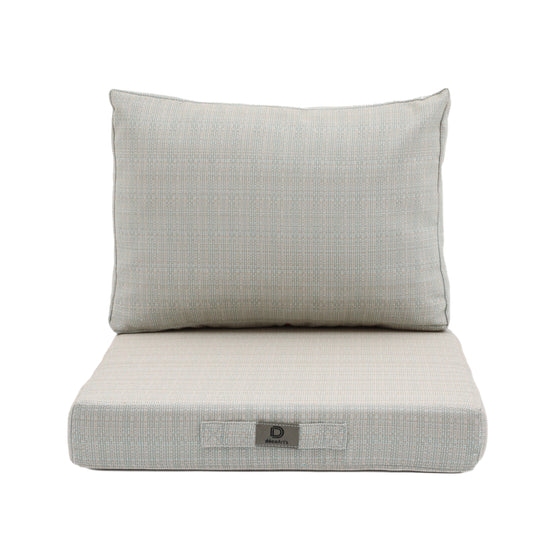 Coussins pour salon de jardin déhoussable 60x60cm Beige chiné turquoise - Deco-arts.fr