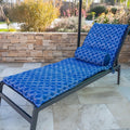Set di 2 Cuscini Chaise Longue 195x60 Motif Nautique Blu + 2 Cuscini Cilindrici - Anti-UV