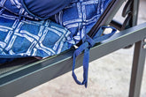 LOT de 2 Coussins  pour Chaise Longue & Transat 195/60cm + 2 Traversin - AntiUV et Imperméable - Motif Nautique bleu - Deco-arts.fr