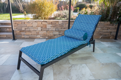 SET di 2 Cuscini per Sedia Lunga e Sdraio 195/60 cm + 2 Cuscino - Anti-UV e Impermeabile - Motivo Geometrico Verde Turchese