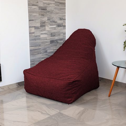 Pouf poltrona XXL da interno in tessuto effetto lino - 120x70x90 cm - Prugna
