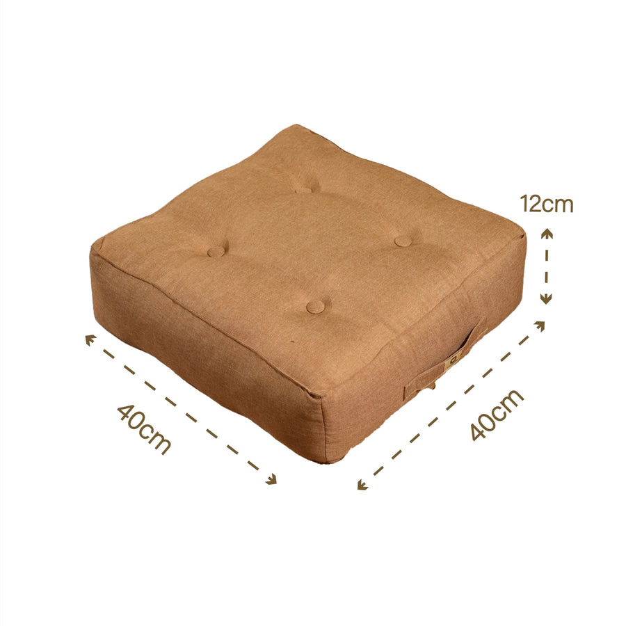 Set di 2 Cuscini da Pavimento Effetto Lino 40x40 Marron Clair, per interno ed esterno