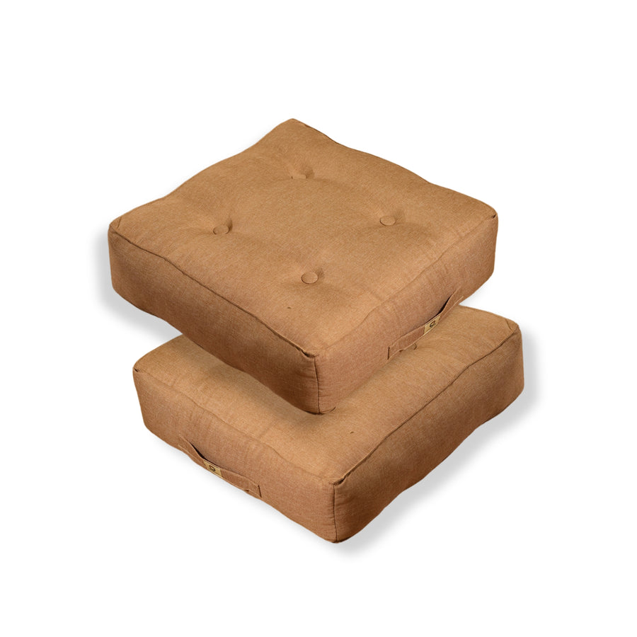 Set di 2 Cuscini da Pavimento Effetto Lino Marron Clair – foto 2