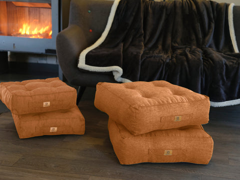 Set di 2 cuscini da pavimento effetto lino 50 x 50 x 18 cm - marrone chiaro