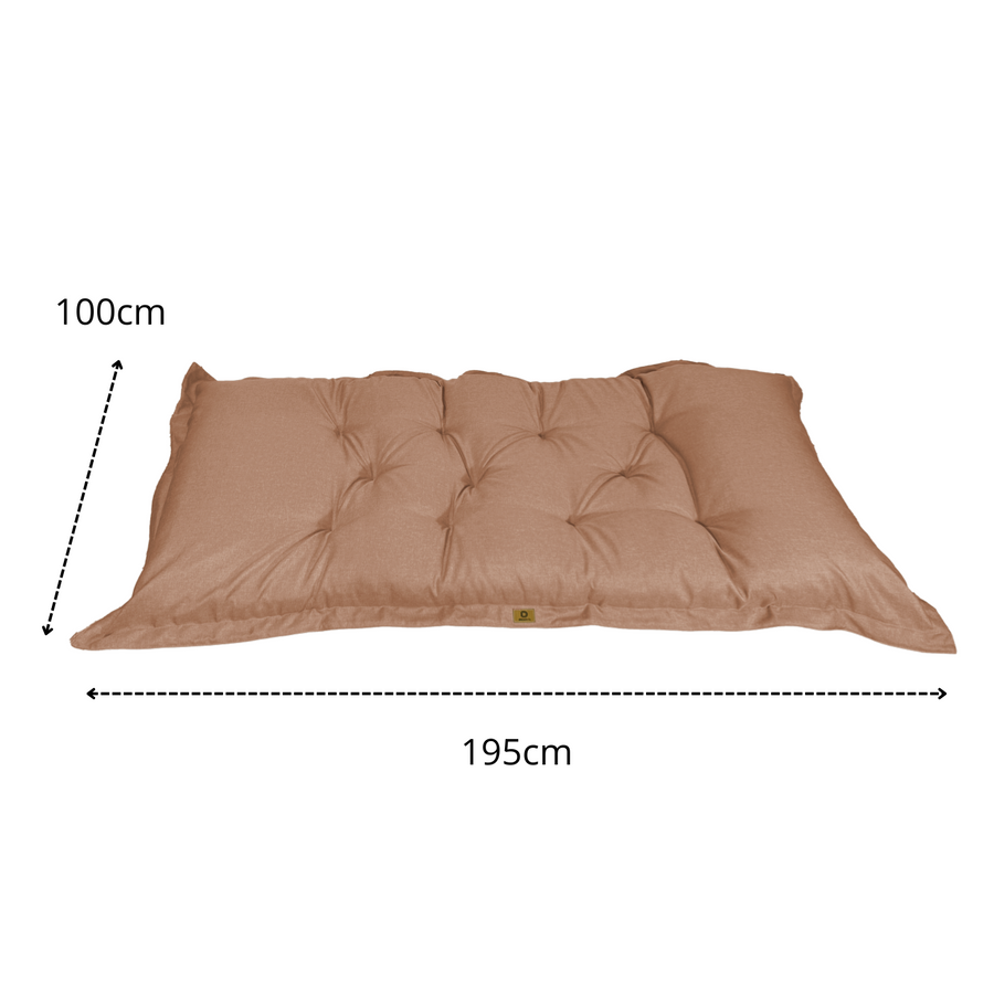 Futon da Pavimento XXL Effetto Lino 195x100 Marron, per interno, esterno e campeggio