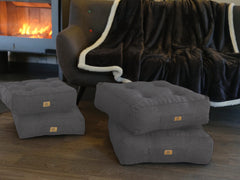 Set di 2 cuscini da pavimento effetto lino 40 x 40 x 12 cm - Grigio mélange